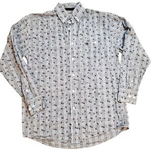 Wrangler Grey Blue Floral Button Down Western Shirt Small
